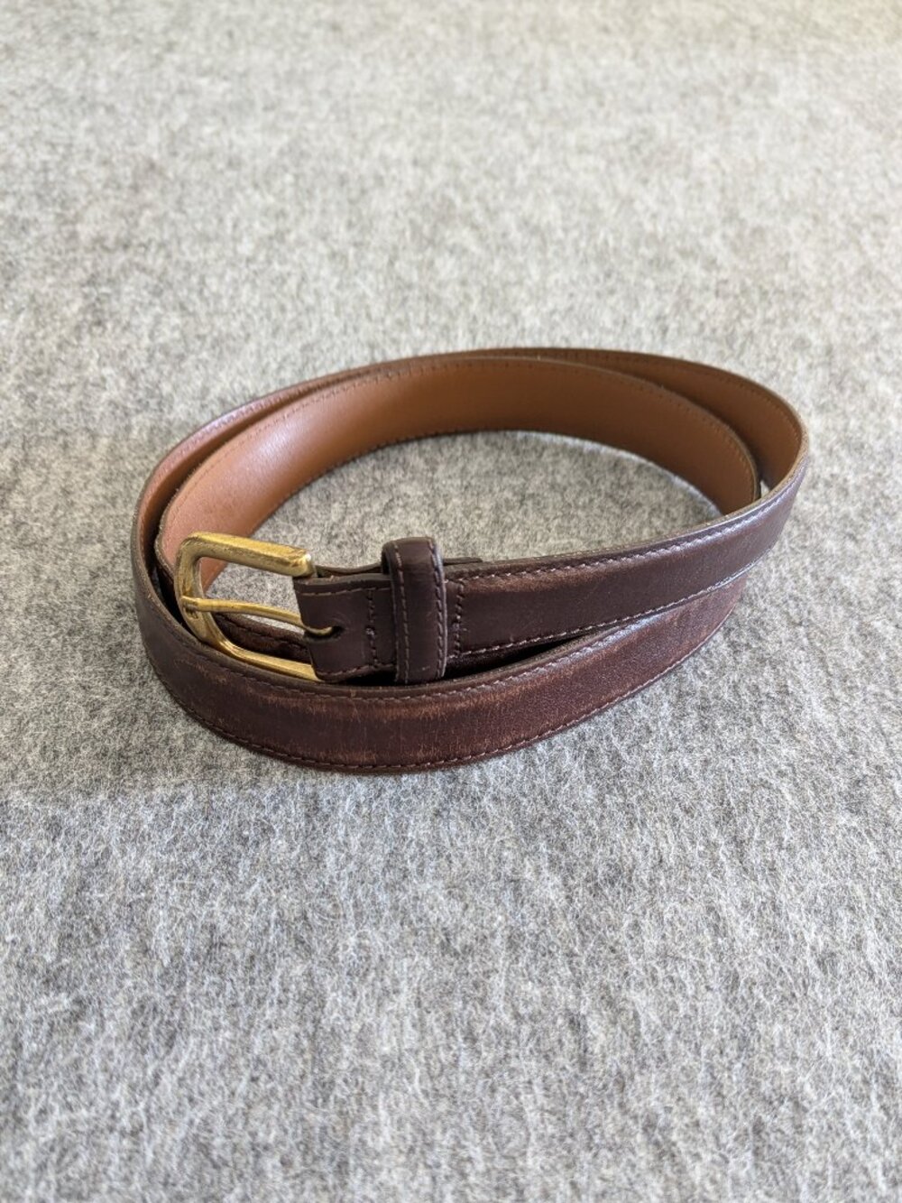 Vintage LL Bean Mens Full Grain Leather Belt Brown Made In USA Size 46